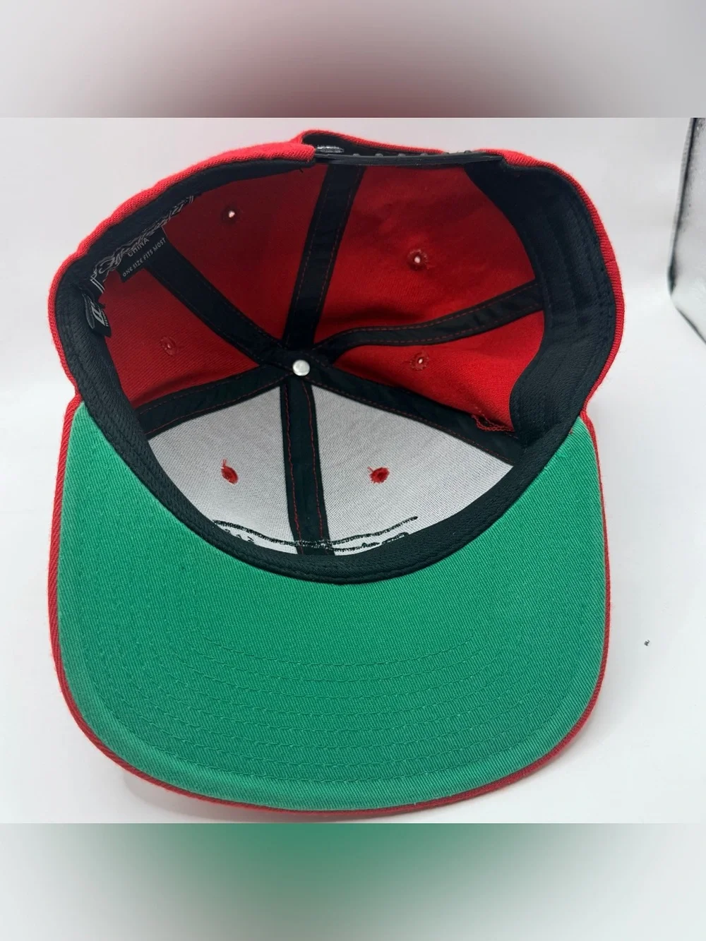 Red Embroidered Logo Snapback Hat